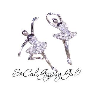 Dancing Ballerina silver cubic zirconia earrings